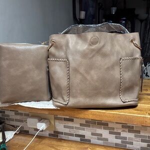 Malibu Skye Brown Tote Bag with large  Pouch included-NWT !!